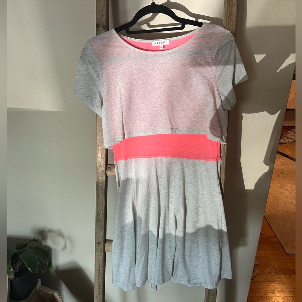 Pink and grey tshirt dress